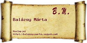 Balázsy Márta névjegykártya