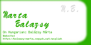 marta balazsy business card